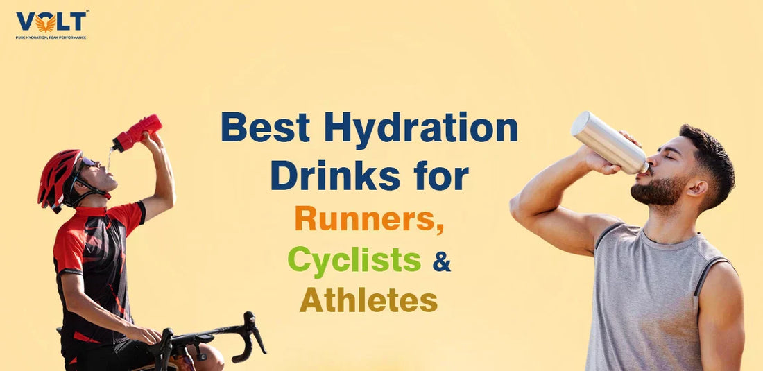 Athletes drinking hydration drinks – cyclist and fitness enthusiast promoting best hydration options for runners, cyclists, and active individuals.