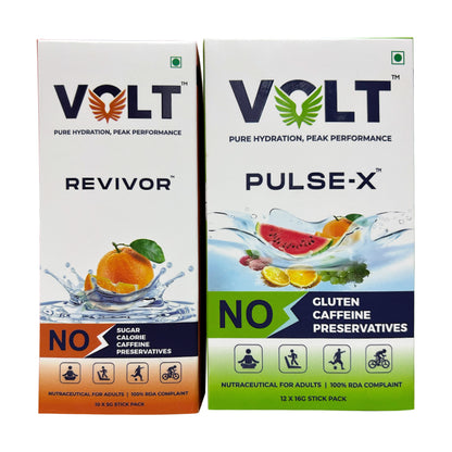 Volt Energy Duo — Revivor + Pulse-X | Pre & Post Workout | Instant Clean Energy + Hydration | Caffeine-Free | 22 Sachets