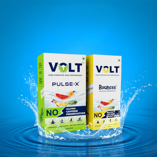 Volt Power Duo – Pulse-X & Bouncee | Instant Energy + Electrolyte Hydration Drink Mix | 24 Sachets Family Wellness Pack