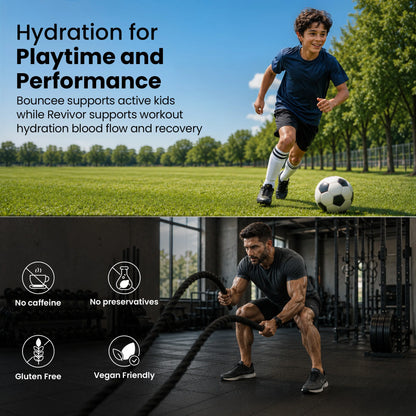 Workout Performance & Kids’ Hydration Support | Revivor + Bouncee