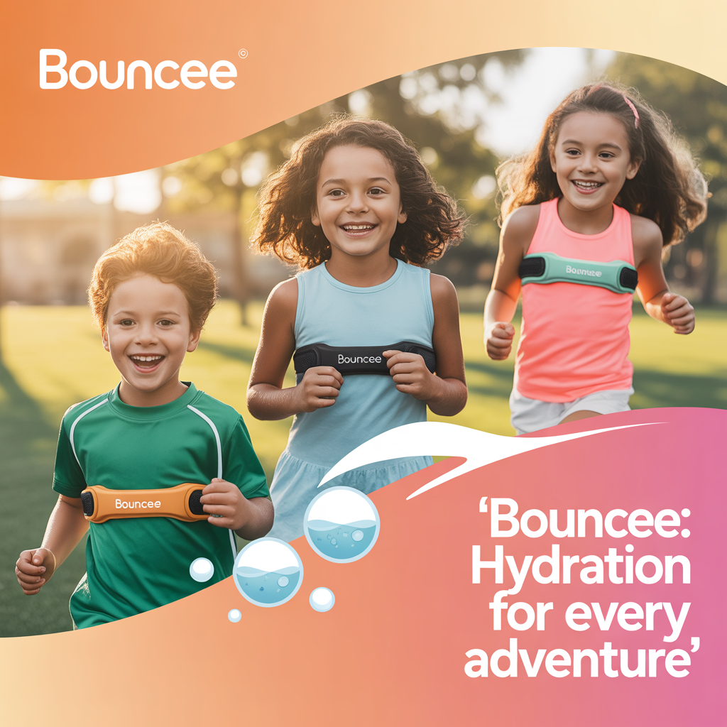 Three energetic kids staying refreshed with Bouncee – the fun way to hydrate!