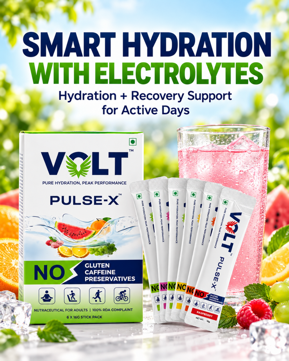 Electrolyte Powder for 3X Hydration & Energy | Volt Pulse-X
