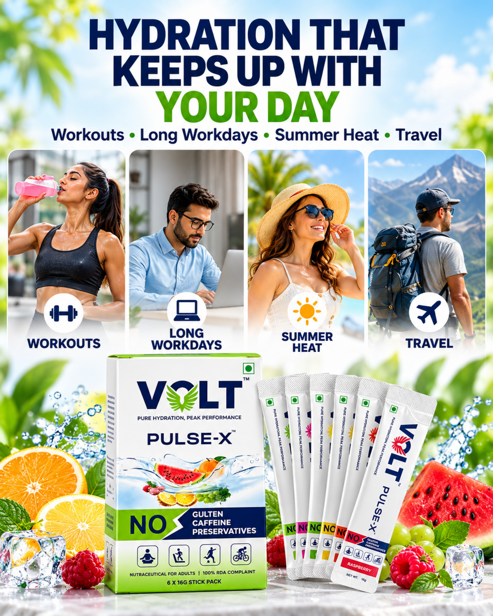 Electrolyte Powder for 3X Hydration & Energy | Volt Pulse-X