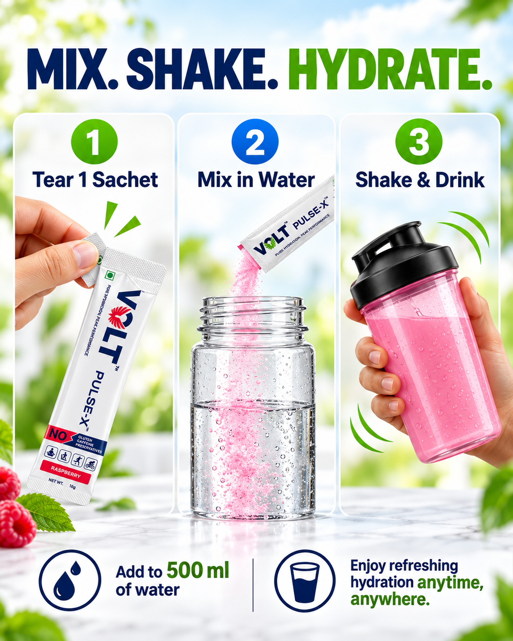 Electrolyte Powder for 3X Hydration & Energy | Volt Pulse-X