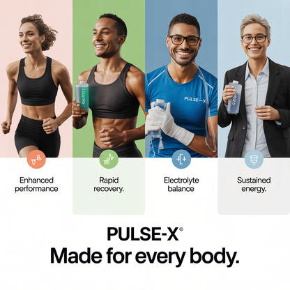 Pulse-X is the ideal choice for fitness enthusiasts, busy professionals, and anyone on the go. With natural energy, electrolytes, and vitamins, Pulse-X keeps you refreshed and hydrated without the jitters. Stay on top of your game all day long—whether at work or at the gym.