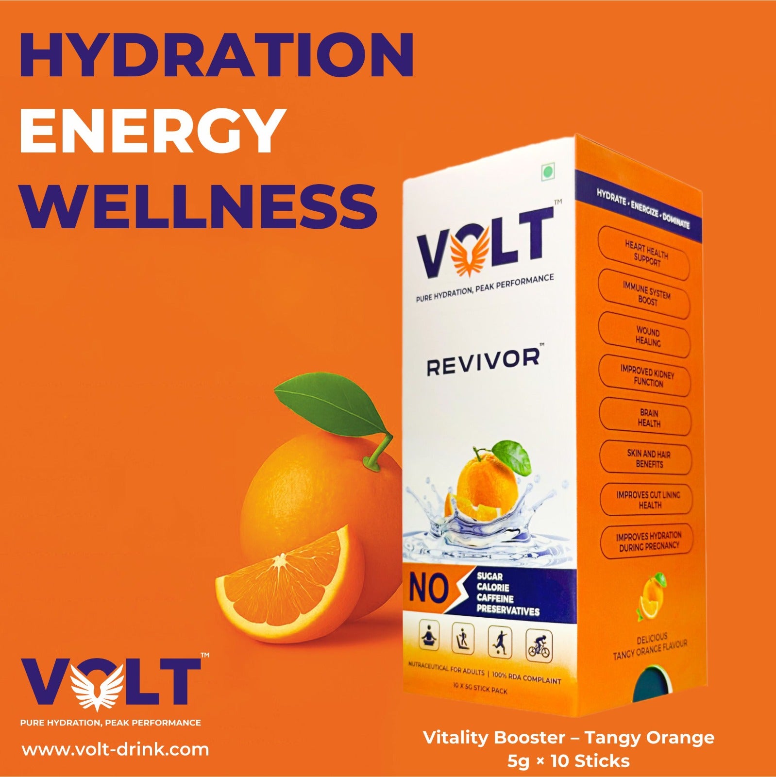 Volt Revivor Instant Energy & Hydration Drink Mix | Zero Sugar | Pre-Workout | Boost Endurance