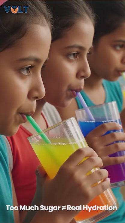 Volt Bouncee Kids Electrolyte Powder — Gentle Hydration, Energy & Immunity for Active Kids | Vitamin-Rich, Preservative-Free | 12 Fruity Sachets